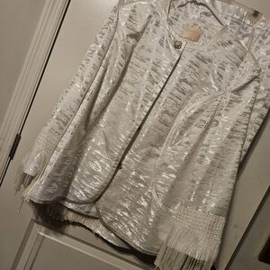 Elegant White Fringe Midi Skirt Set